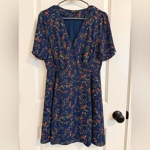 Madewell Navy Floral Midi Dress